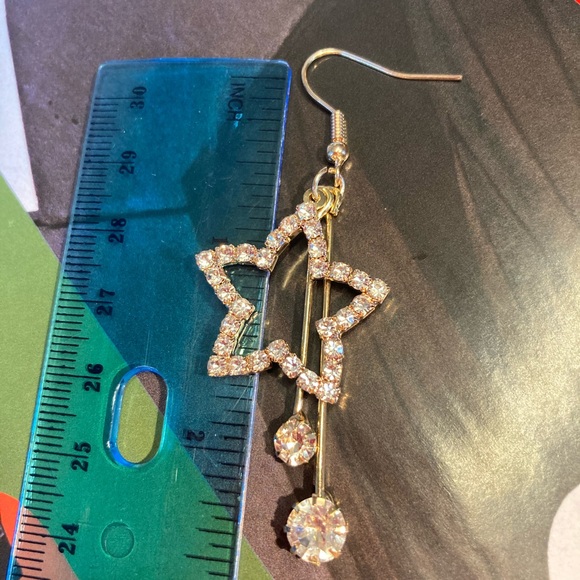 Gold Long Crystals Earrings - Picture 3 of 3